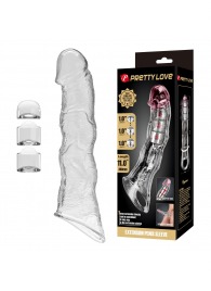 Прозрачный фаллоудлинитель с 3 вставками - 28 см. - Baile - в Находке купить с доставкой