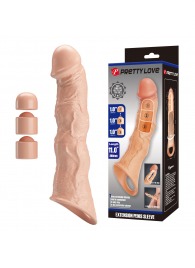 Телесный фаллоудлинитель с 3 вставками - 28 см. - Baile - в Находке купить с доставкой