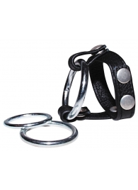 Подхват для мошонки с 3 съемными эрекционными кольцами Leder-Riemen - Orion - в Находке купить с доставкой