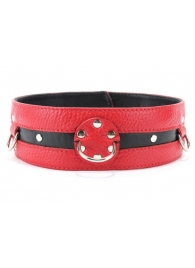 Черно-красный кожаный ошейник увеличенного размера - БДСМ Арсенал - купить с доставкой в Находке