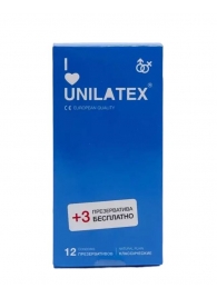 Классические презервативы Unilatex Natural Plain - 12 шт. + 3 шт. в подарок - Unilatex - купить с доставкой в Находке