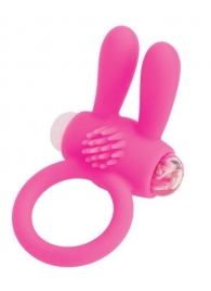 Розовое эрекционное виброкольцо A-toys с ушками - A-toys - в Находке купить с доставкой