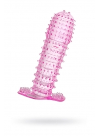 Гелевая розовая насадка с шипами - 12 см. - Toyfa Basic - в Находке купить с доставкой
