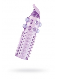 Гелевая фиолетовая насадка с шариками, шипами и усиком - 11 см. - Toyfa Basic - в Находке купить с доставкой