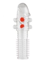 Гелевая прозрачная насадка с шариками и шипами - 14 см. - Toyfa Basic - в Находке купить с доставкой