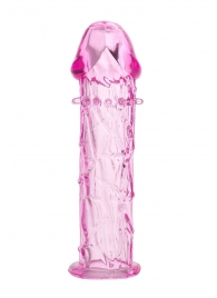 Гладкая розовая насадка с усиками под головкой - 12,5 см. - Toyfa Basic - в Находке купить с доставкой