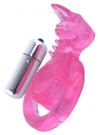Розовая вибронасадка со стимулятор клитора   Язычок - Toyfa Basic - в Находке купить с доставкой