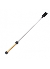 Чёрный профессиональный стек с золотистой рукоятью - 73 см. - БДСМ Арсенал - купить с доставкой в Находке