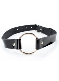 Кляп-кольцо на чёрных лаковых ремешках - БДСМ Арсенал - купить с доставкой в Находке