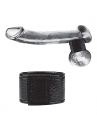 Чёрная утяжка на мошонку 1  Velcro Ball Stretcher - BlueLine - купить с доставкой в Находке