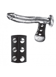Чёрная утяжка на кнопках 100% PVC STRAP WITH METAL SNAP - BlueLine - купить с доставкой в Находке
