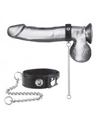 Утяжка на пенис с поводком Snap Cock Ring With 12  Leash - BlueLine - купить с доставкой в Находке