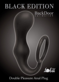 Чёрное эрекционное кольцо с анальной пробкой Double Pleasure Anal Plug - Lola Games - в Находке купить с доставкой