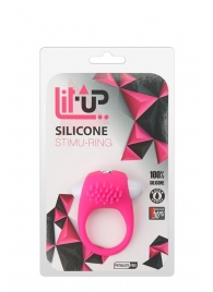 Розовое эрекционное кольцо с щеточкой LIT-UP SILICONE STIMU RING 5 - Dream Toys - в Находке купить с доставкой
