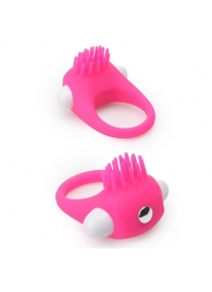 Розовое эрекционное кольцо с щеточкой LIT-UP SILICONE STIMU RING 5 - Dream Toys - в Находке купить с доставкой