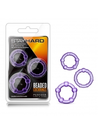 Набор из 3 фиолетовых эрекционных колец Stay Hard Beaded Cockrings - Blush Novelties - в Находке купить с доставкой