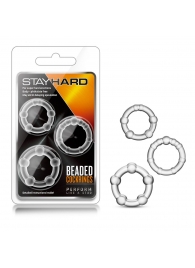 Набор из 3 прозрачных эрекционных колец Stay Hard Beaded Cockrings - Blush Novelties - в Находке купить с доставкой