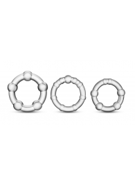 Набор из 3 прозрачных эрекционных колец Stay Hard Beaded Cockrings - Blush Novelties - в Находке купить с доставкой