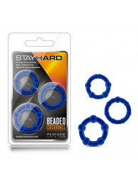 Набор из 3 синих эрекционных колец Stay Hard Beaded Cockrings - Blush Novelties - в Находке купить с доставкой