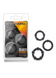 Набор из 3 чёрных эрекционных колец Stay Hard Beaded Cockrings - Blush Novelties - в Находке купить с доставкой