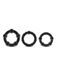 Набор из 3 чёрных эрекционных колец Stay Hard Beaded Cockrings - Blush Novelties - в Находке купить с доставкой