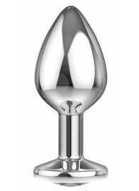 Большая серебристая анальная пробка Diamond Clear Sparkle Large с прозрачным кристаллом - 8 см. - Lola Games - купить с доставкой в Находке