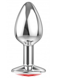 Малая серебристая анальная пробка Diamond Red Sparkle Small с красным кристаллом - 7 см. - Lola Games - купить с доставкой в Находке
