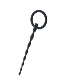 Чёрный уретральный плаг с кольцом - ToyFa - купить с доставкой в Находке