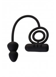 Чёрное эрекционное кольцо с вибропулькой и анальным хвостом - Erotist Adult Toys - в Находке купить с доставкой