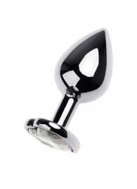 Серебристая анальная пробка с прозрачным кристаллом-сердцем - 8 см. - ToyFa - купить с доставкой в Находке