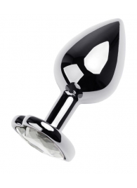 Серебристая анальная пробка с прозрачным кристаллом-сердцем - 8 см. - ToyFa - купить с доставкой в Находке