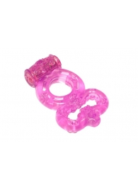 Розовое эрекционное кольцо Rings Treadle с подхватом - Lola Games - в Находке купить с доставкой