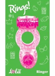 Розовое эрекционное кольцо с вибрацией Rings Ringer - Lola Games - в Находке купить с доставкой