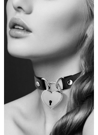 Черный чокер с замком в форме сердца - Bijoux Pour Toi - купить с доставкой в Находке