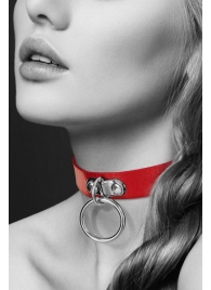 Красный узенький чокер с кольцом - Bijoux Pour Toi - купить с доставкой в Находке