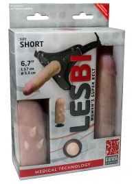 Телесный поясной страпон LESBI с вагинальной пробкой - 17 см. - LOVETOY (А-Полимер) - купить с доставкой в Находке