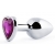 Серебристая анальная пробка с фиолетовым кристаллом-сердечком - 8 см. - Anal Jewelry Plug - купить с доставкой в Находке