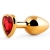 Золотистая анальная пробка с красным стразом-сердечком - 8 см. - Anal Jewelry Plug - купить с доставкой в Находке