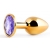 Золотистая анальная пробка с фиолетовым стразом - 7,2 см. - Anal Jewelry Plug - купить с доставкой в Находке