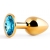 Золотистая анальная пробка с голубым стразом - 7,2 см. - Anal Jewelry Plug - купить с доставкой в Находке