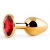 Золотистая анальная пробка с красным стразом - 7,2 см. - Anal Jewelry Plug - купить с доставкой в Находке