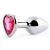 Серебристая анальная пробка с розовым кристаллом-сердечком - 7 см. - Anal Jewelry Plug - купить с доставкой в Находке