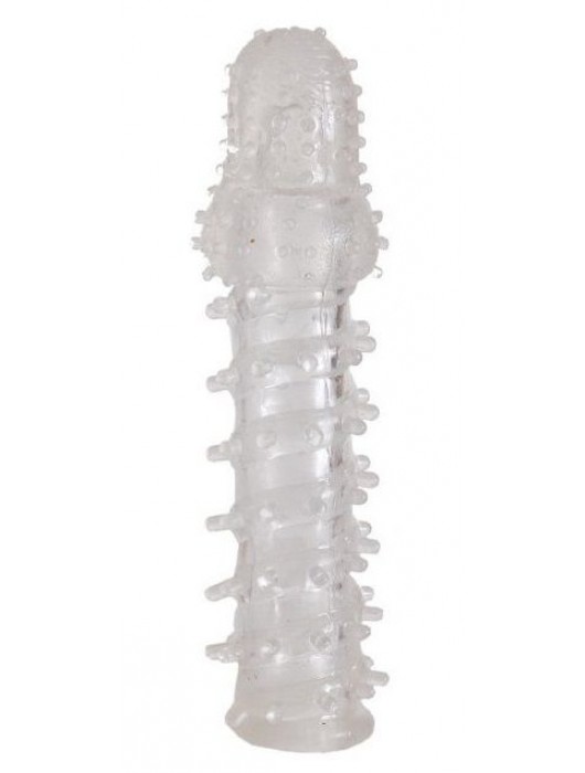 Прозрачная, закрытая насадка с шипами и точками - 13,5 см. - Toyfa Basic - в Находке купить с доставкой