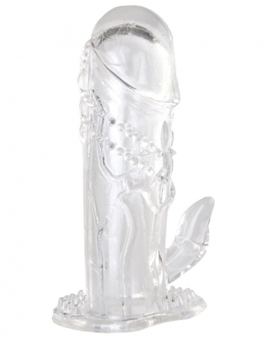 Прозрачная гелевая насадка с клиторальным отростком - 13 см. - Toyfa Basic - в Находке купить с доставкой