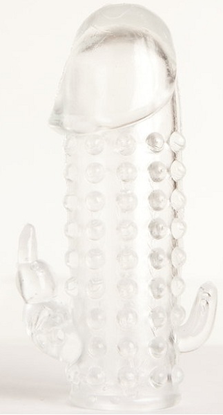 Гелевая прозрачная насадка с 2 отростками - 13 см. - Toyfa Basic - в Находке купить с доставкой