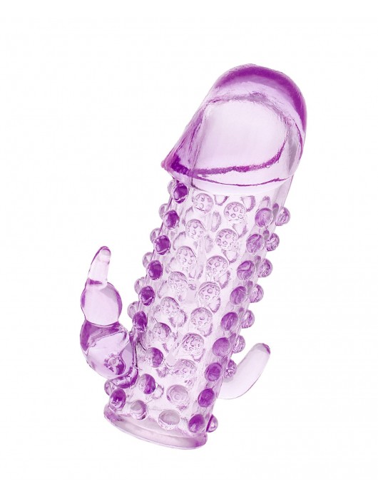 Закрытая фиолетовая насадка с 2 отростками - 13 см. - Toyfa Basic - в Находке купить с доставкой