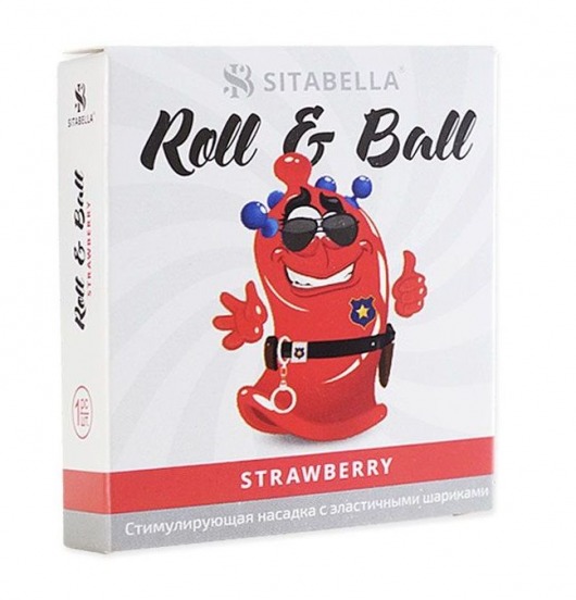 Стимулирующий презерватив-насадка Roll   Ball Strawberry - Sitabella - купить с доставкой в Находке
