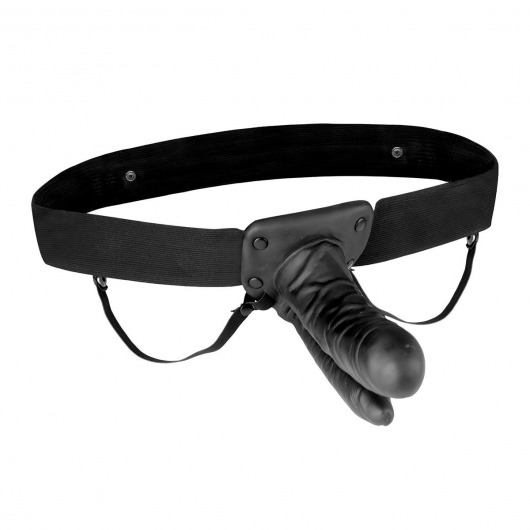 Полый страпон с двумя отростками и вибрацией Unisex Vibrating Hollow Strap-On Double Penetrating Dildo - 17,8 см. - Lux Fetish - купить с доставкой в Находке