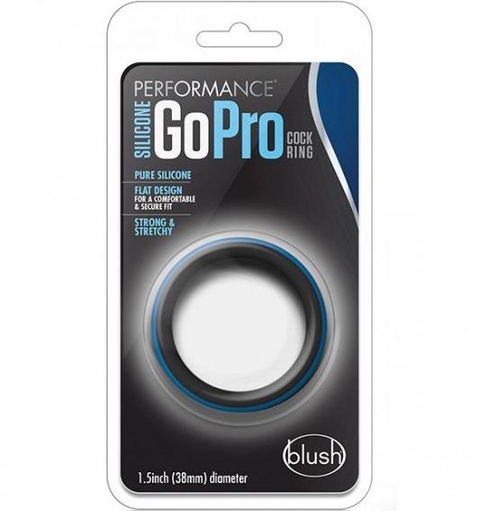 Черно-синее эрекционное кольцо Silicone Go Pro Cock Ring - Blush Novelties - в Находке купить с доставкой