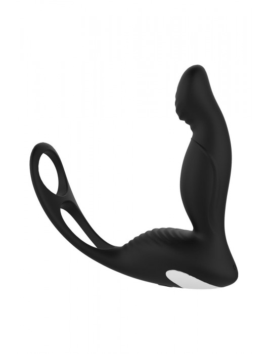 Черный вибромассажер простаты P-PLEASER W ERECTION ENHANCE - Dream Toys - в Находке купить с доставкой
